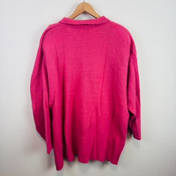 VTG 90s Kathryn Deene Lambswool Angora Cardigan Sweater 22/24 pink button front - Picture 4 of 5